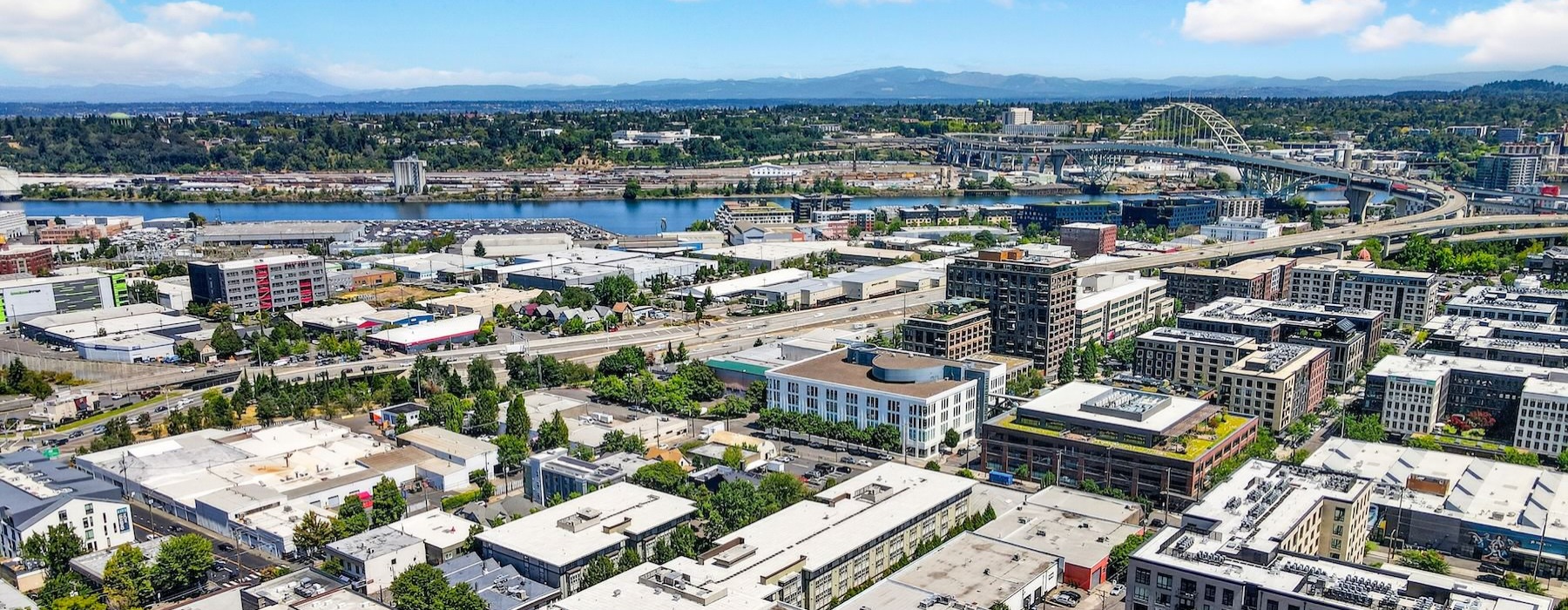 an aerial view of a city